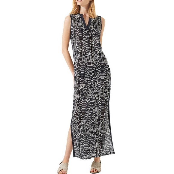 Jigsaw Dresses Jigsaw Patella Wave Vneck Linen Maxi Dress Sleeveless Side Slit Womens Medium